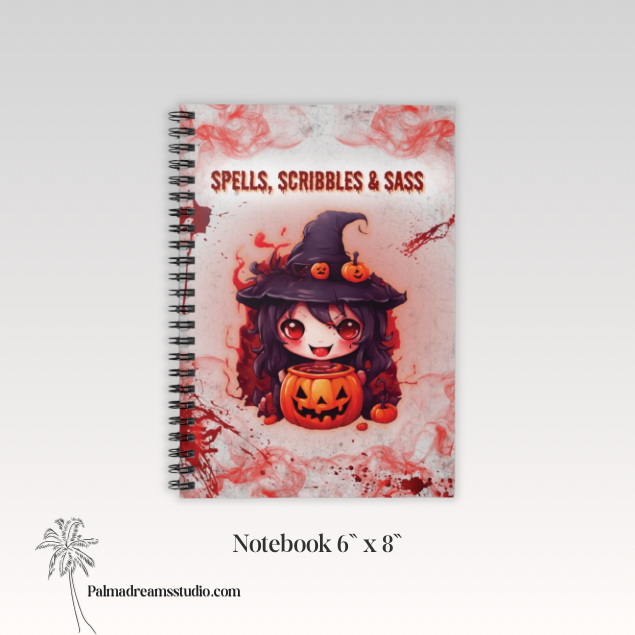 Spiral Notebook - Spells, Scribbles & Sass, Spell Book Journal