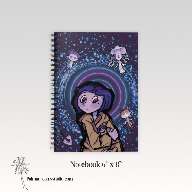 Coraline Inspired Spiral Notebook: Hand-Drawn Gothic Stationery