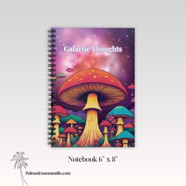 Spiral Notebook - Galactic Thoughts Cosmic Mushroom Ruled Line