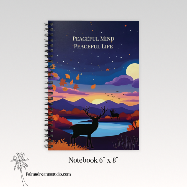 Spiral Notebook - Under the Harvest Moon, Ruled Line Journal, Fall Vibes Notepad, Autumn Stationery, Moon Phases Diary, Writing Notebook for