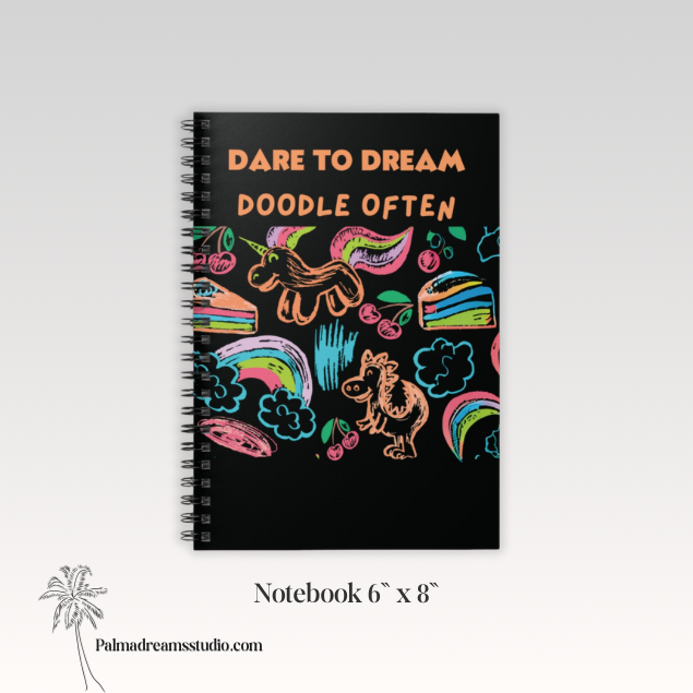 Journal - Neon Dreams Rainbow Unicorns Cake Magic Clouds Ruled Line Notebook