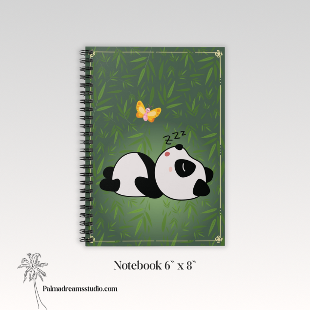 Notebook - Cute Panda Bamboo Forest Ruled Line Spiral Notebook