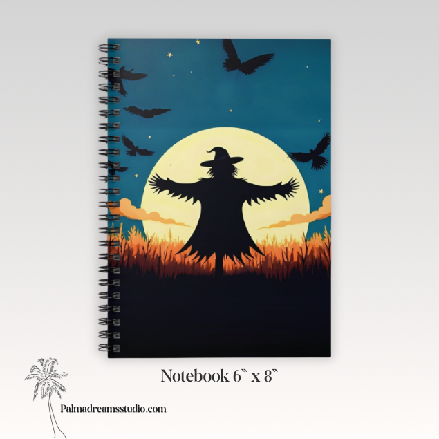 Spiral Notebook - Halloween Scarecrow Nightfall Design