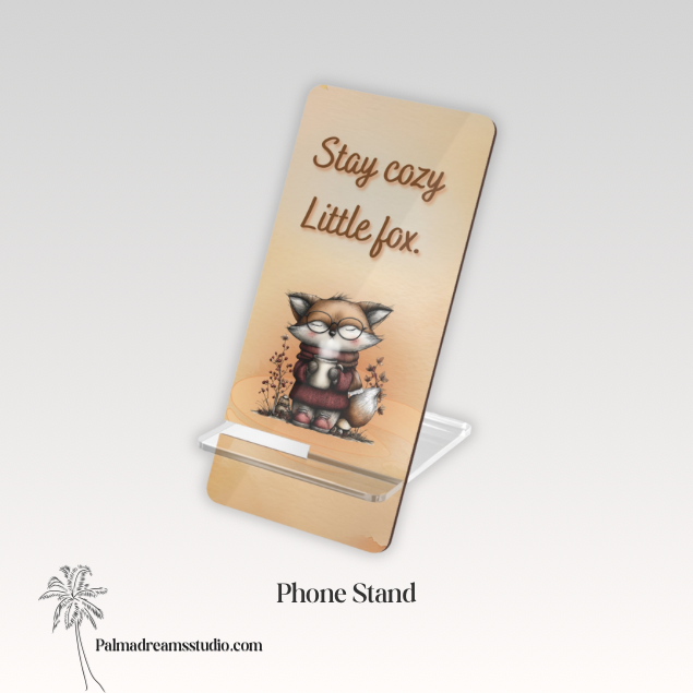 Phone Stand - Stay Cozy Little Fox Design