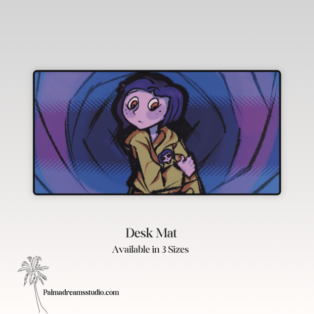 Desk Mats, Coraline Inspired Hand Drawn Design, Unique Desk Pad, Office Decor, Mouse Pad, Desk Accessories