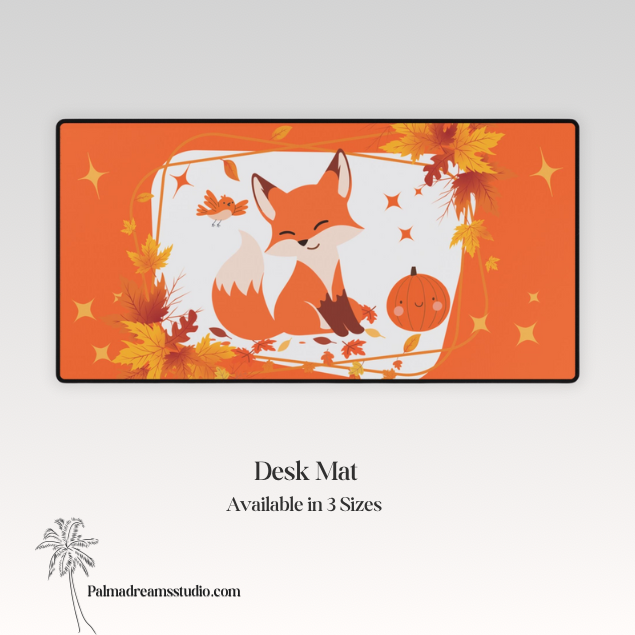 Desk Mat Autumn Fox & Pumpkin 🦊🍁🎃