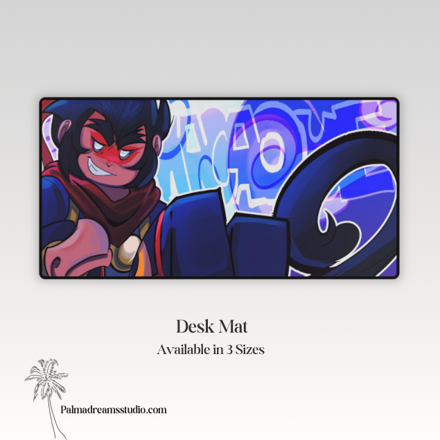 Anime-Inspired Gamer Desk Mat, Original Art Desk Pad, Aesthetic Gaming Setup Decor, Monkey Kid