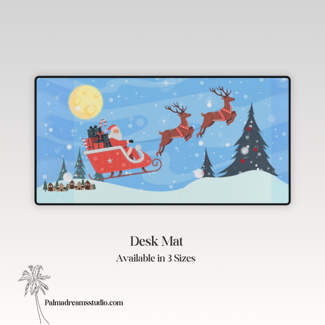 Desk Mat Santa Sleigh Ride Christmas