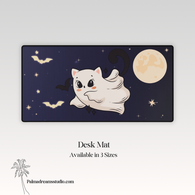 Ghost Cat Desk Mat