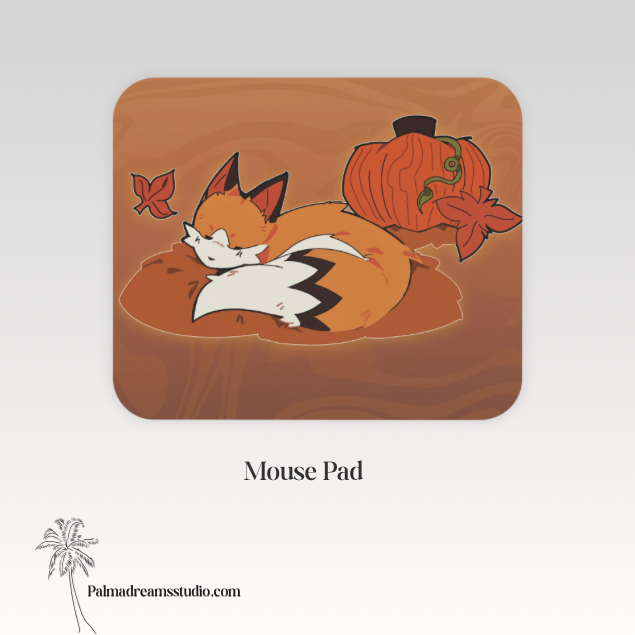 Rectangle Mouse Pad - Autumn Cozy Fox, Fall Desk Accessories