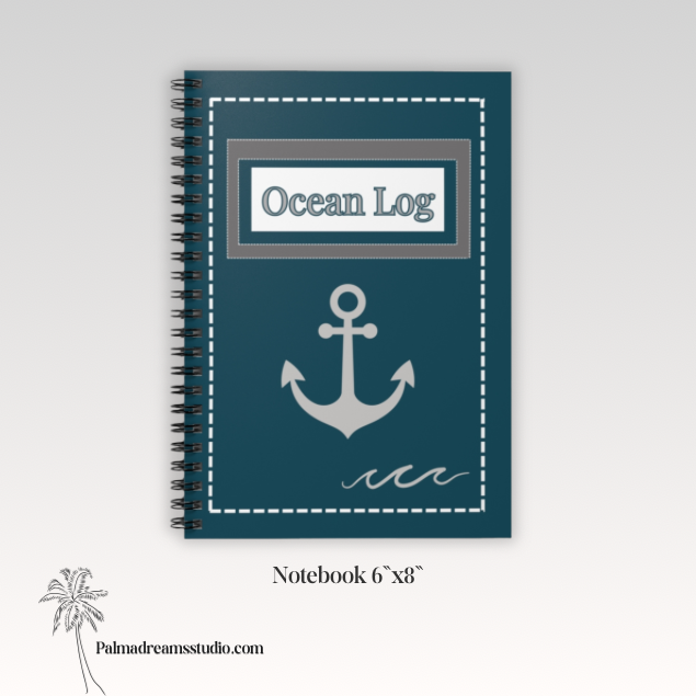 Anchor Ocean Log Notebook, Ruled Spiral Journal | Nautical Notebook