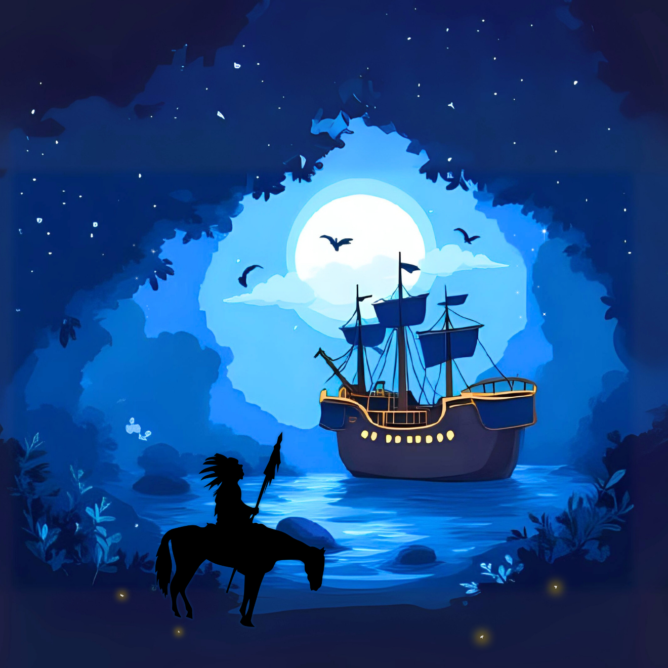 Coaster Set Moonlit Voyage