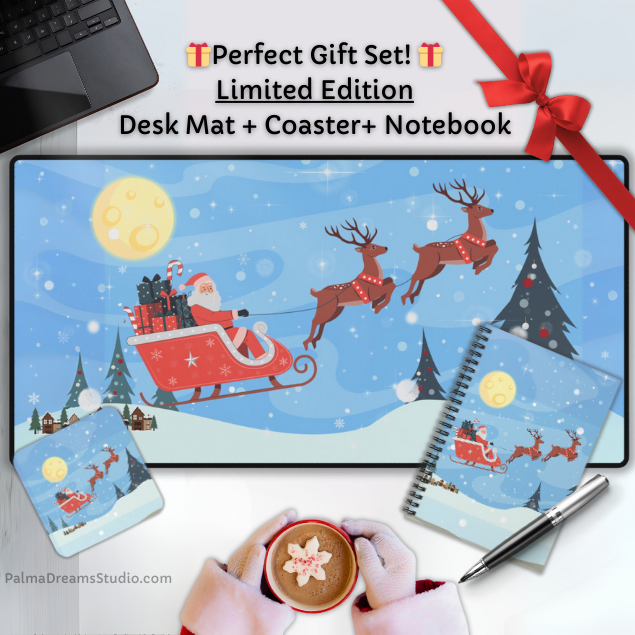 Coaster Set Santa Sleigh Ride Christmas