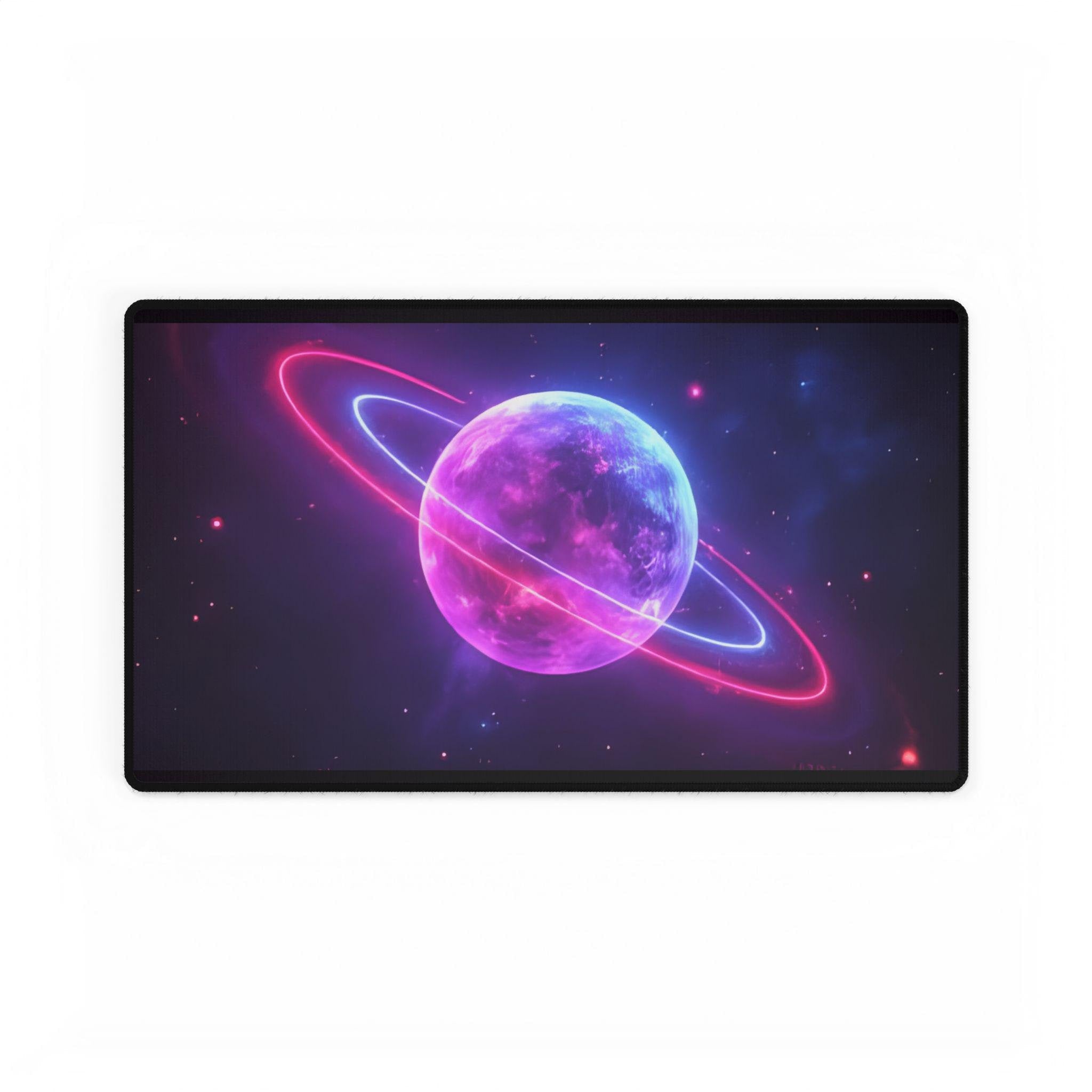 Neon Galaxy Desk Mat | Cosmic Planet Desk Pad | Aesthetic Gaming Mouse Pad | Smooth Non-Slip Desk Mat | Palma Dreams Studio