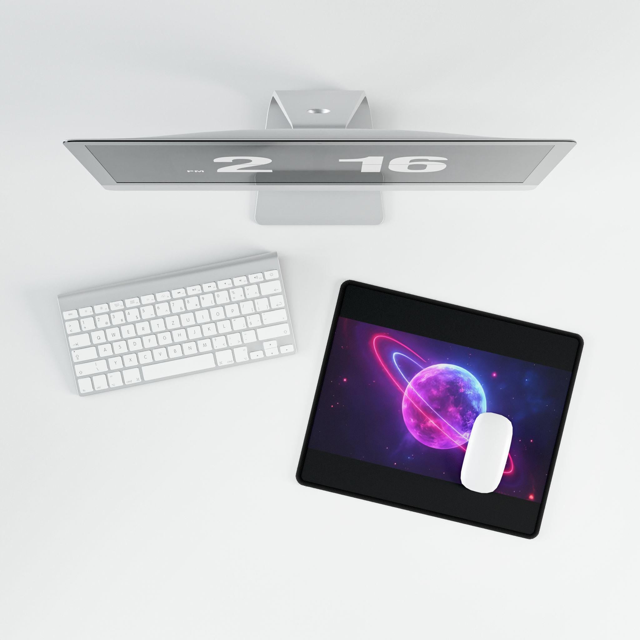 Neon Galaxy Desk Mat | Cosmic Planet Desk Pad | Aesthetic Gaming Mouse Pad | Smooth Non-Slip Desk Mat | Palma Dreams Studio