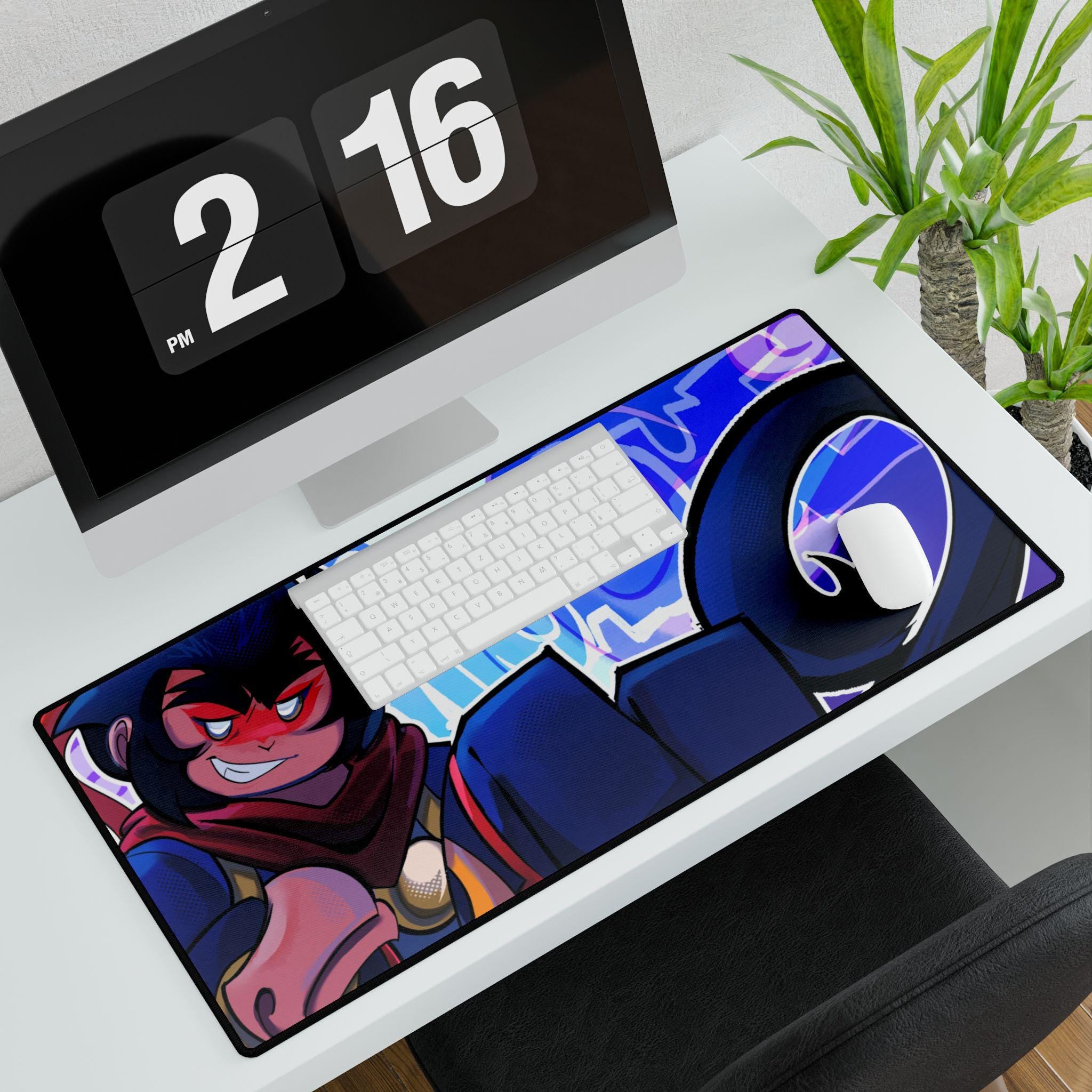 Anime-Inspired Gamer Desk Mat, Original Art Desk Pad, Aesthetic Gaming Setup Decor, Monkey Kid