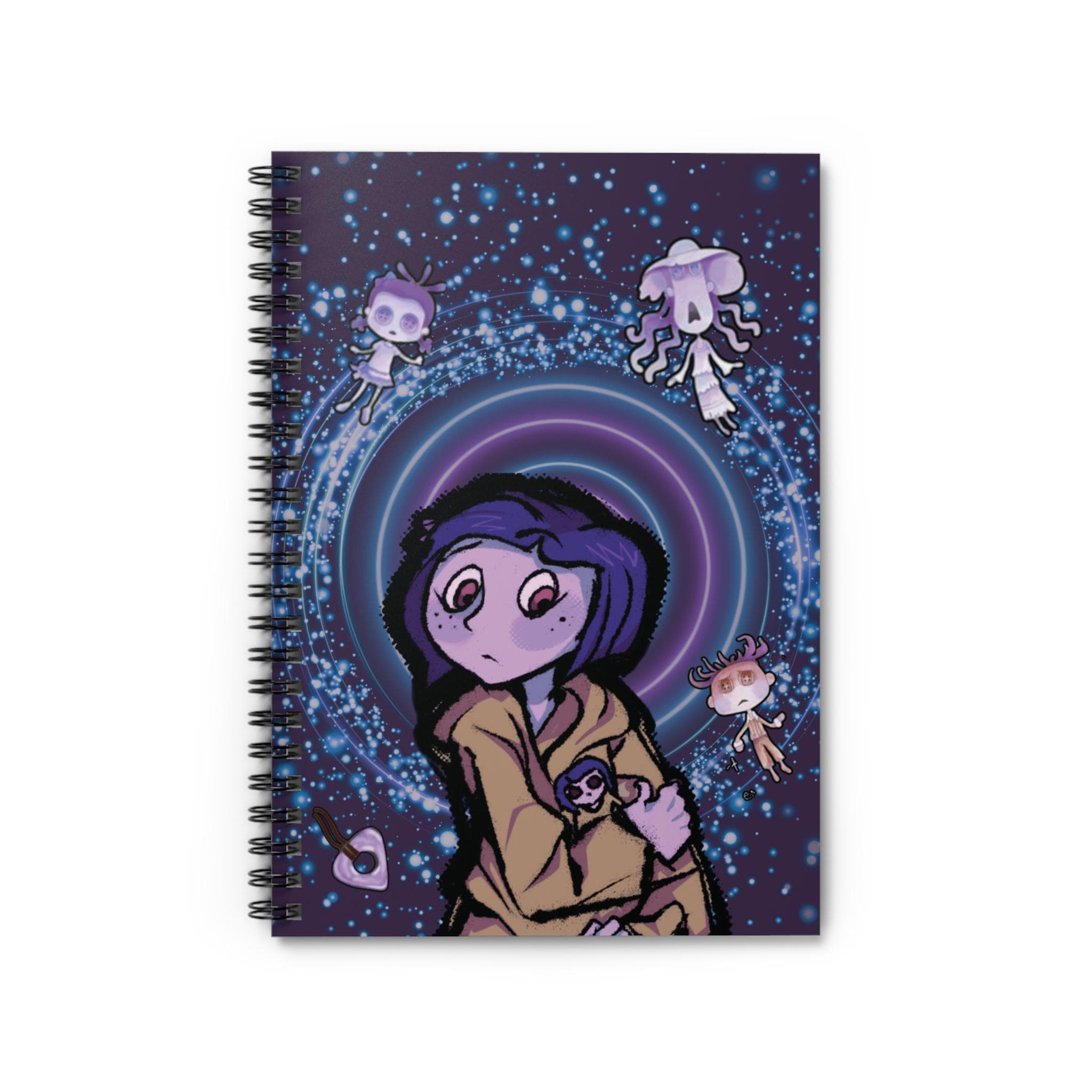 Coraline Inspired Spiral Notebook: Hand-Drawn Gothic Stationery