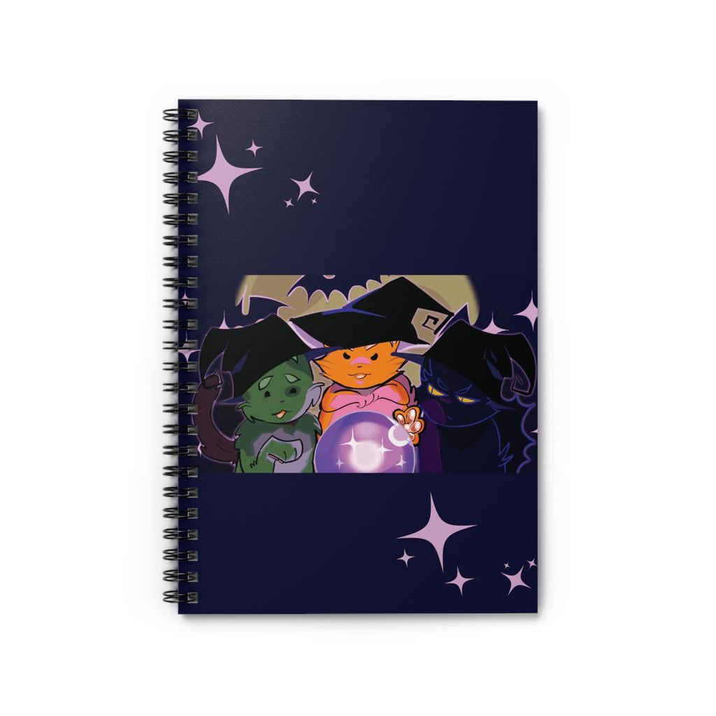 Cute Cats Spiral Notebook - Ruled Line, Halloween Witches, Hand Drawn Art, Original Design, Stationery Gift