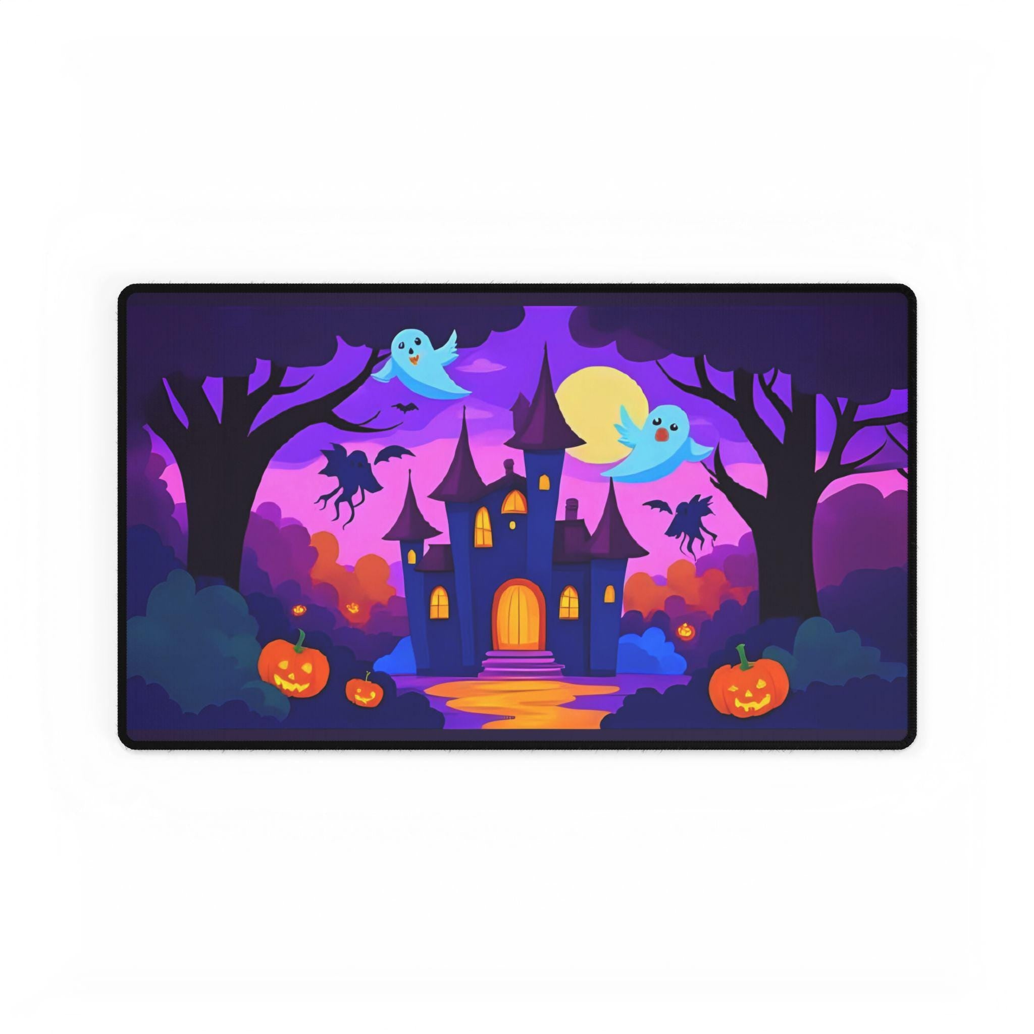 Haunted Castle Desk Mat, Spooky Halloween Office & Gaming Decor