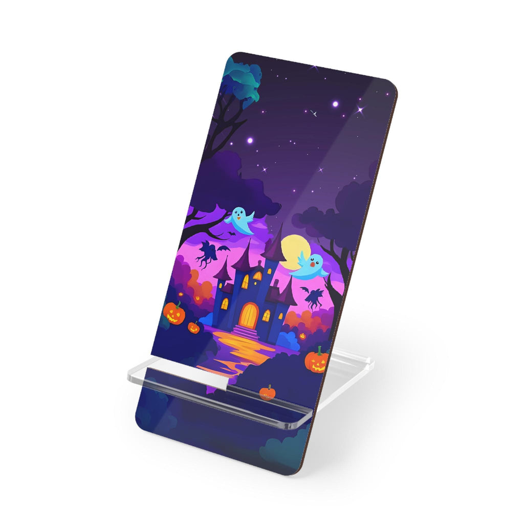 Haunted Castle Phone Stand: Halloween Ghost & Pumpkin Desk Decor