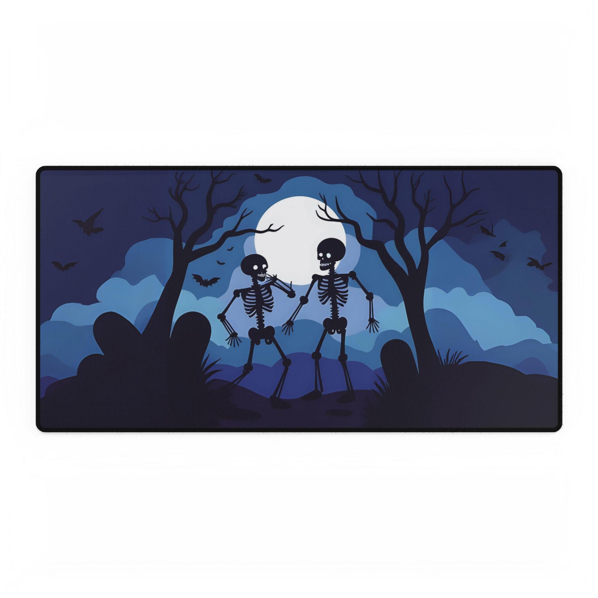 Dancing Skeletons Desk Mat, Spooky Halloween Office & Gaming Decor