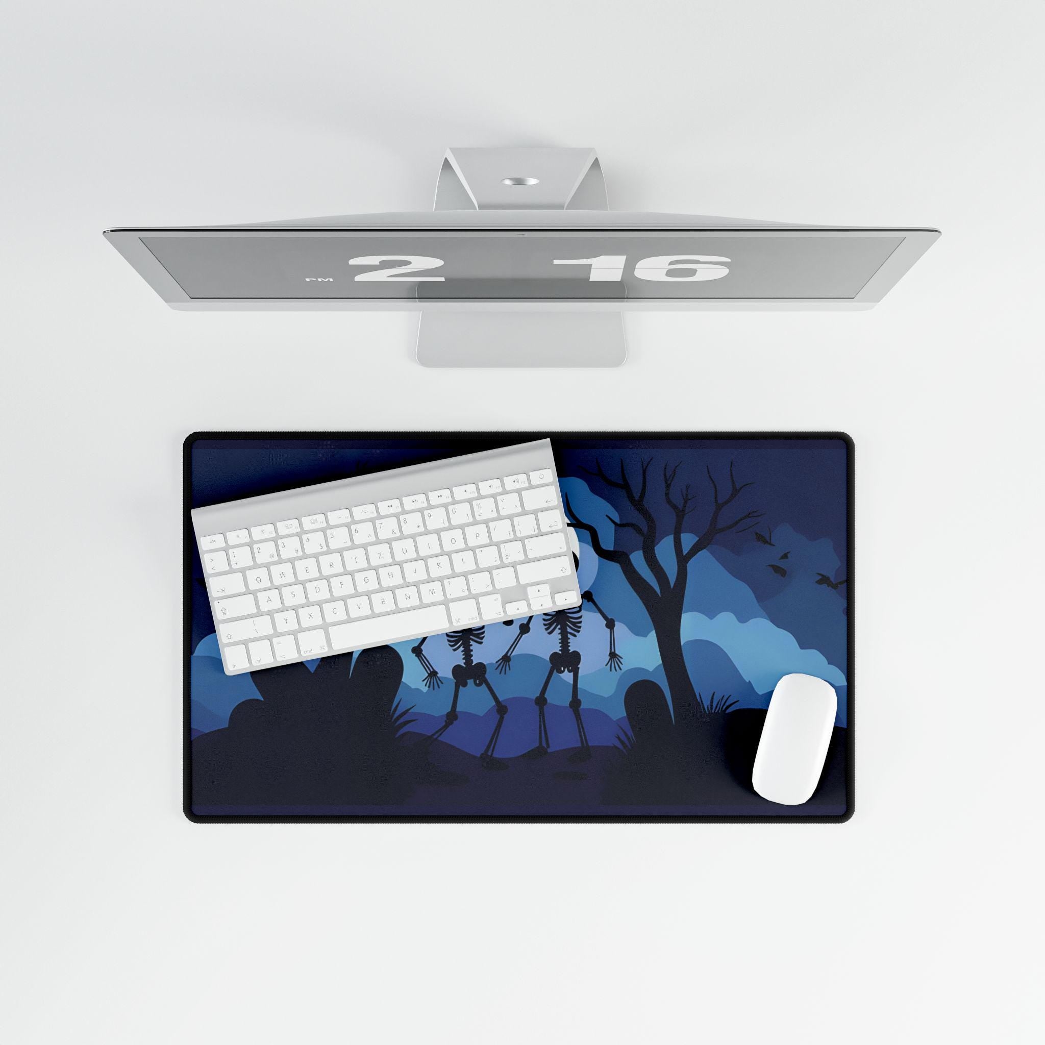Dancing Skeletons Desk Mat, Spooky Halloween Office & Gaming Decor