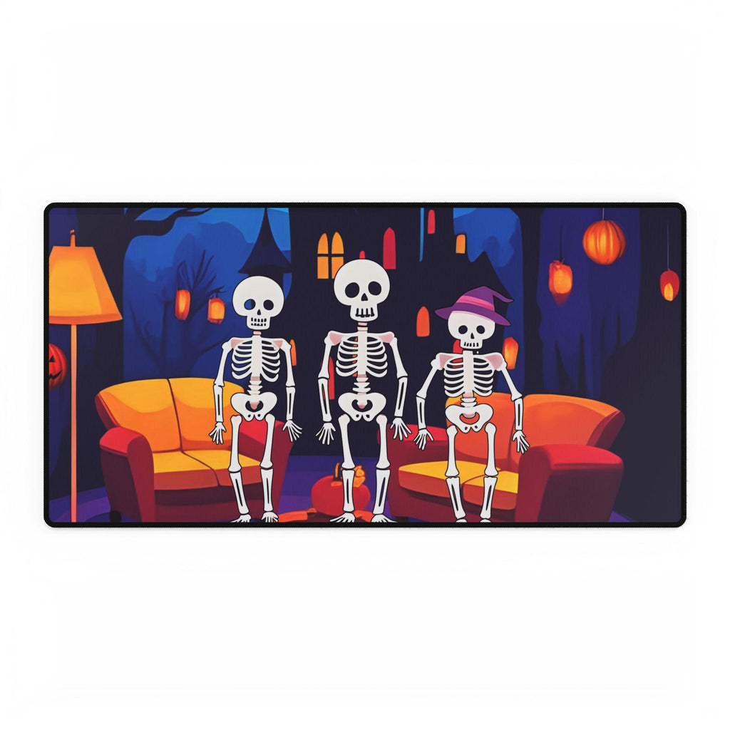 Skeleton Friends Desk Mat, Spooky Halloween Office & Gaming Decor