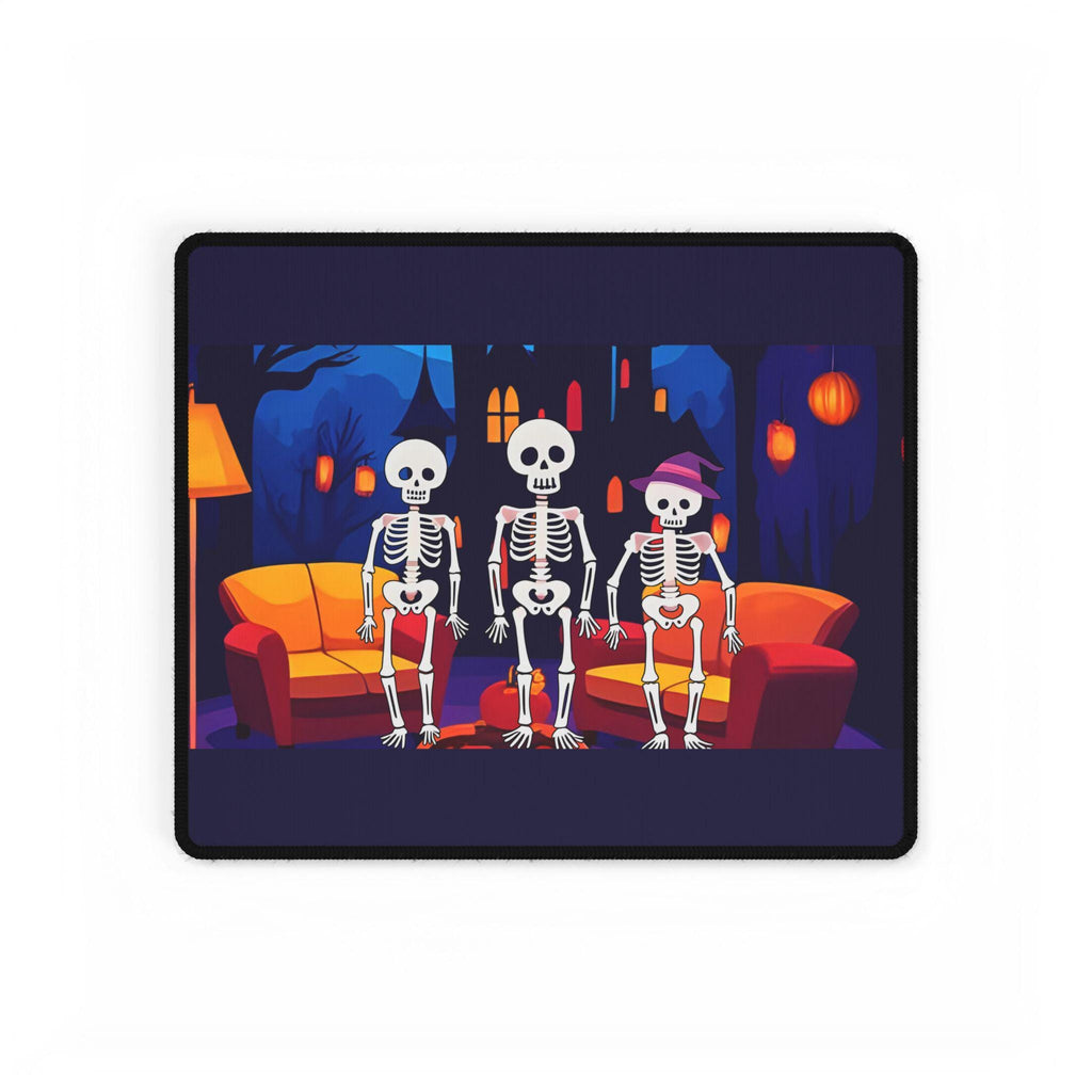 Skeleton Friends Desk Mat, Spooky Halloween Office & Gaming Decor