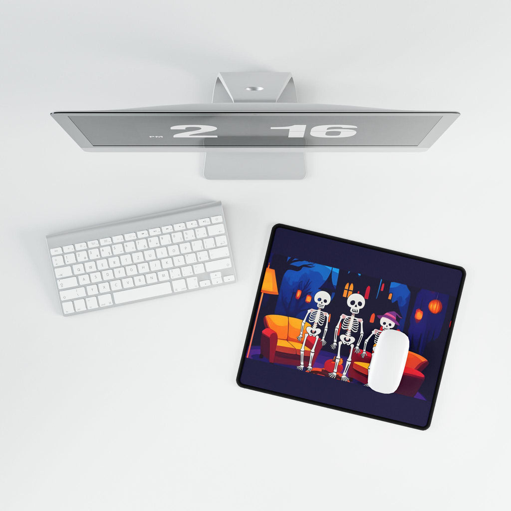 Skeleton Friends Desk Mat, Spooky Halloween Office & Gaming Decor