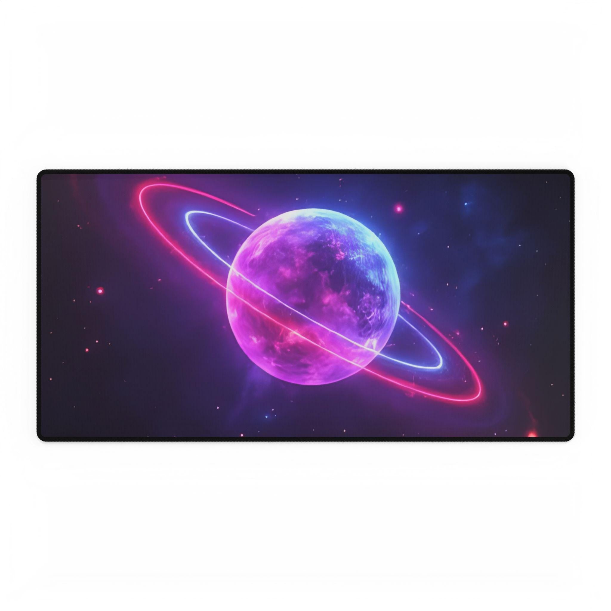 Neon Galaxy Desk Mat | Cosmic Planet Desk Pad | Aesthetic Gaming Mouse Pad | Smooth Non-Slip Desk Mat | Palma Dreams Studio