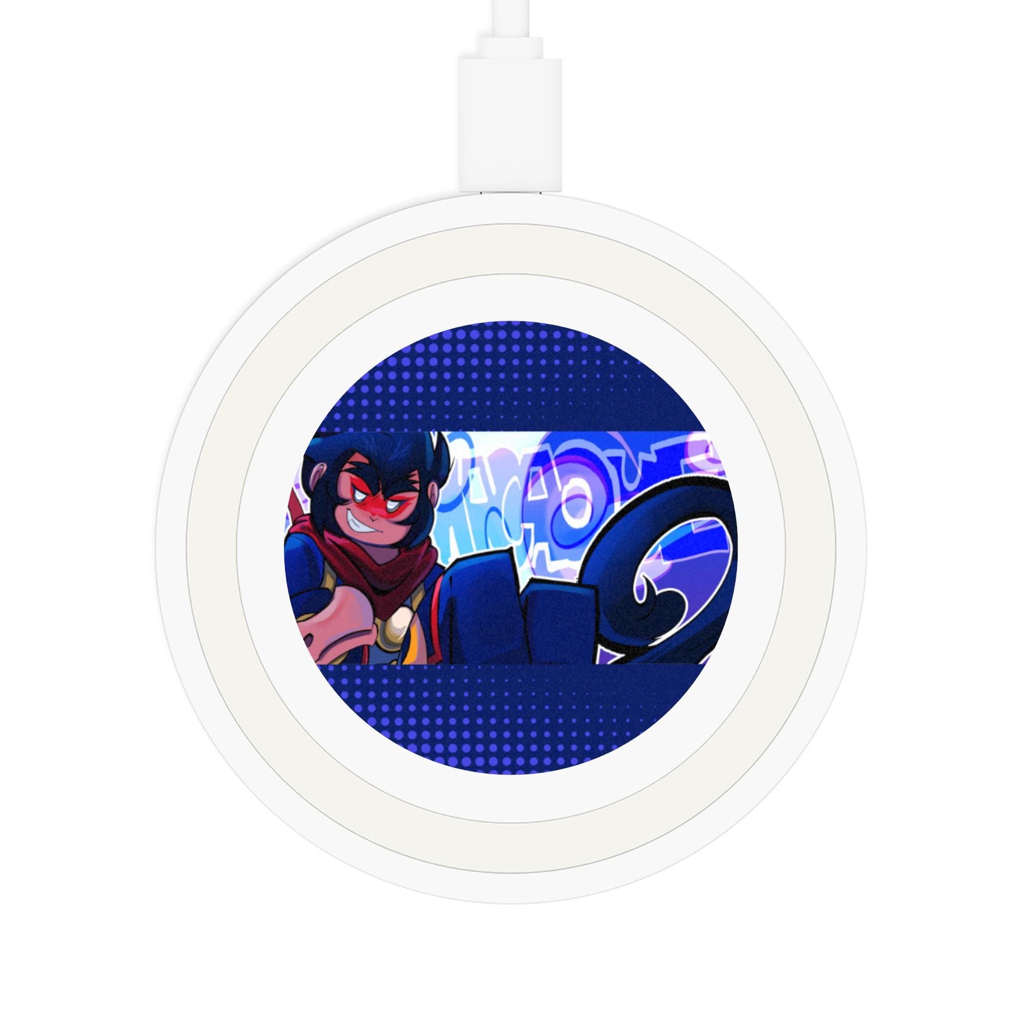 Anime Wireless Charging Pad: Hand-Drawn Original Art Tech Gift Monkey Kid