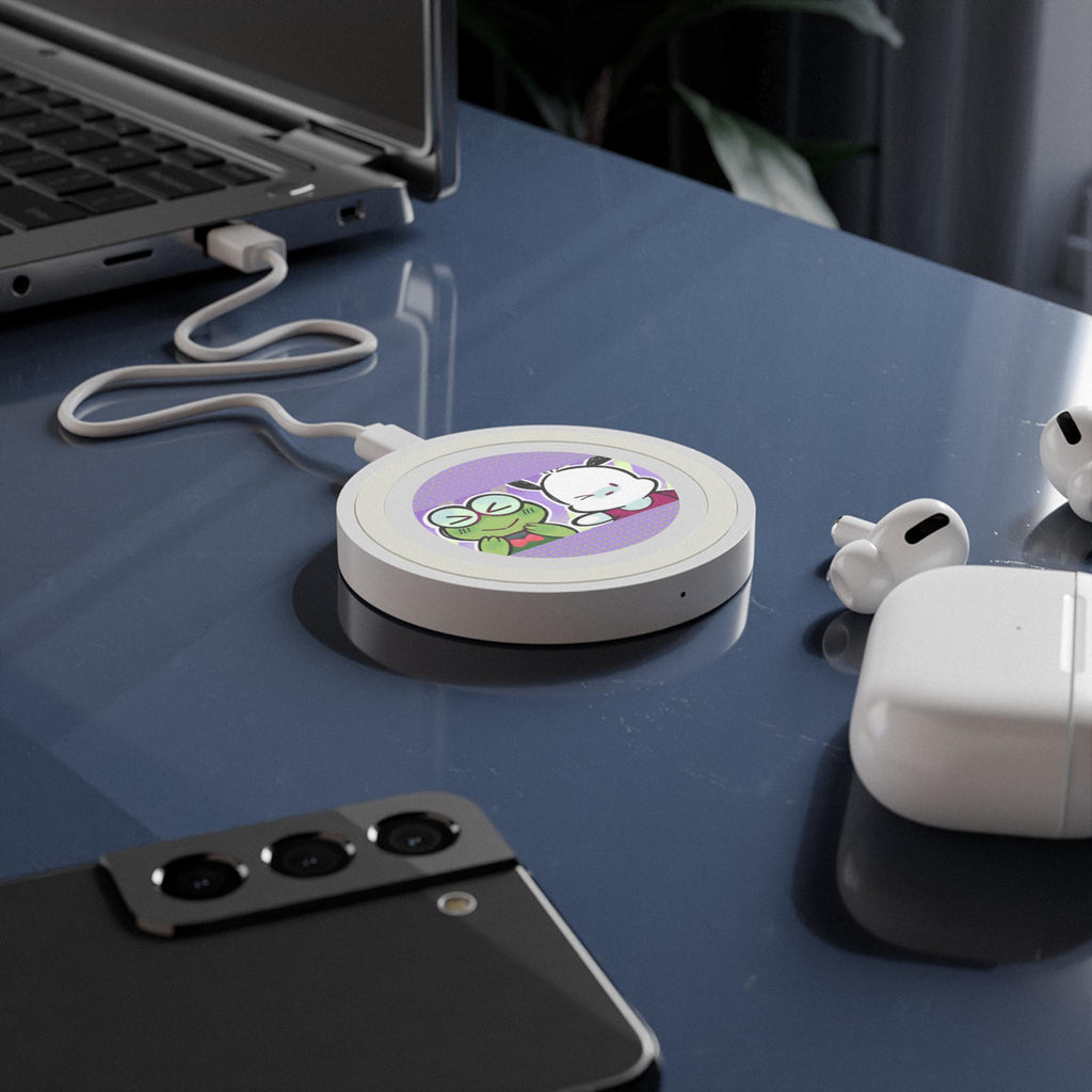 Hand Drawn Wireless Charging Pad: Artistic Tech Accessory, Inspired by Hello Kitty