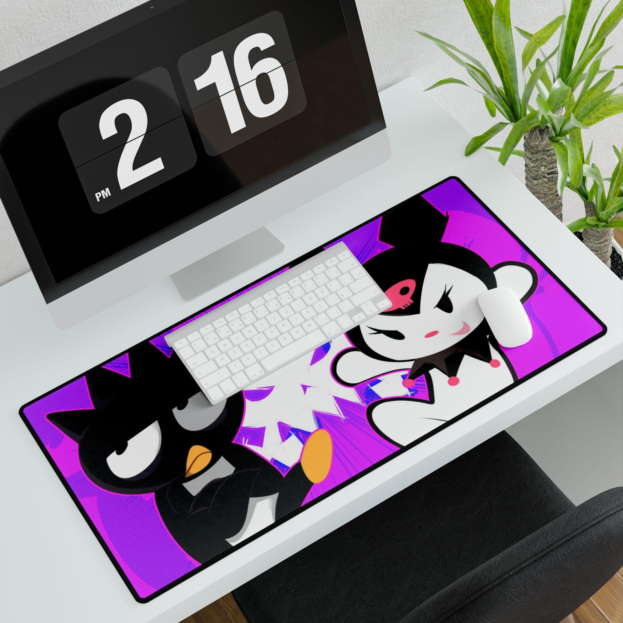 Hand-Drawn Desk Mat: Vibrant Colors, Original Artwork