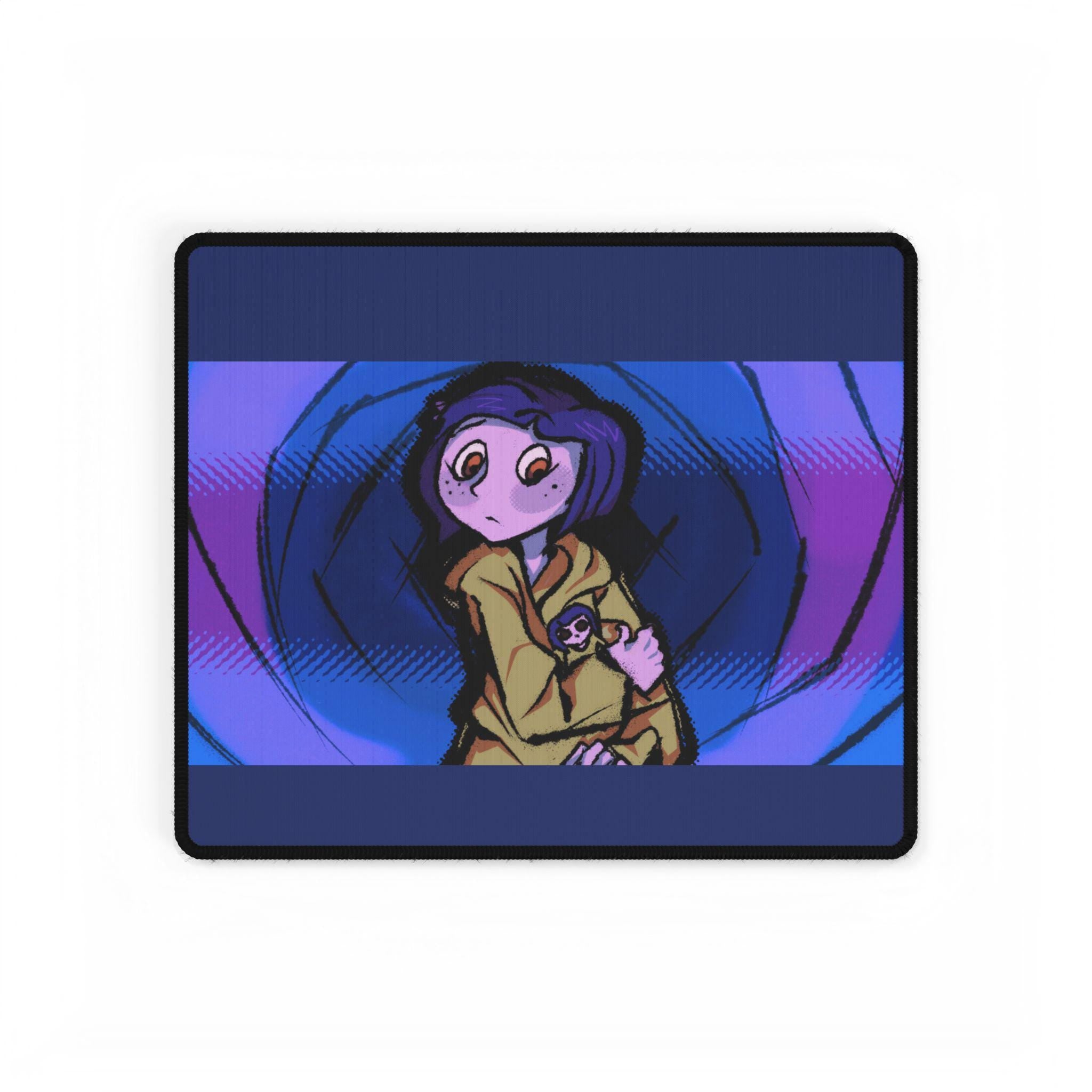 Coraline Desk Mat: Hand-Drawn Design, Unique Office Decor