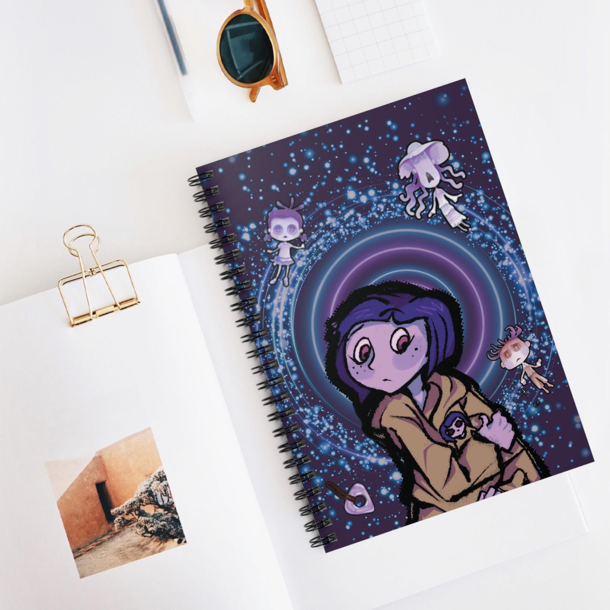 Coraline Inspired Spiral Notebook: Hand-Drawn Gothic Stationery