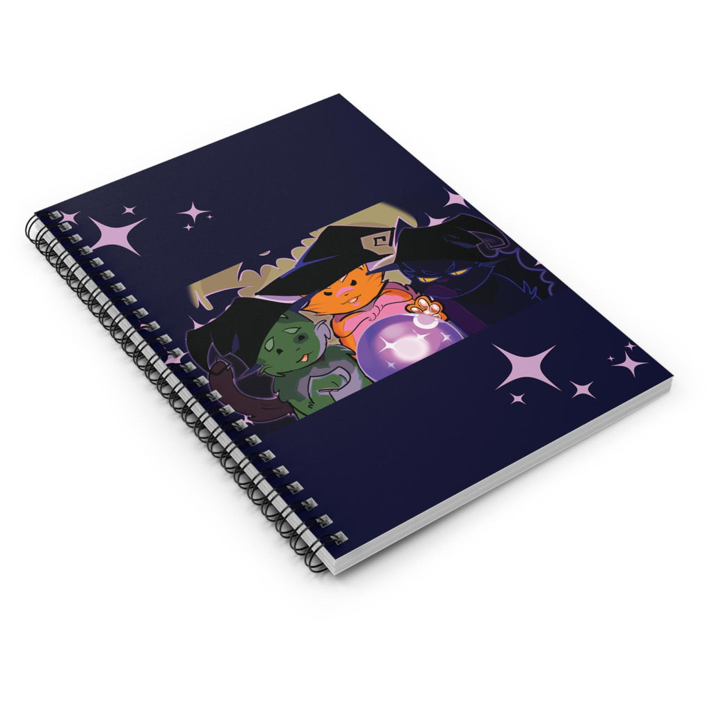 Cute Cats Spiral Notebook - Ruled Line, Halloween Witches, Hand Drawn Art, Original Design, Stationery Gift