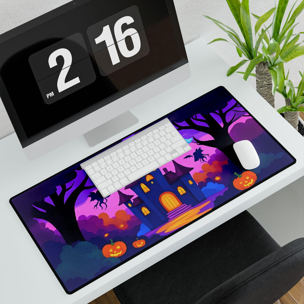 Haunted Castle Desk Mat, Spooky Halloween Office & Gaming Decor