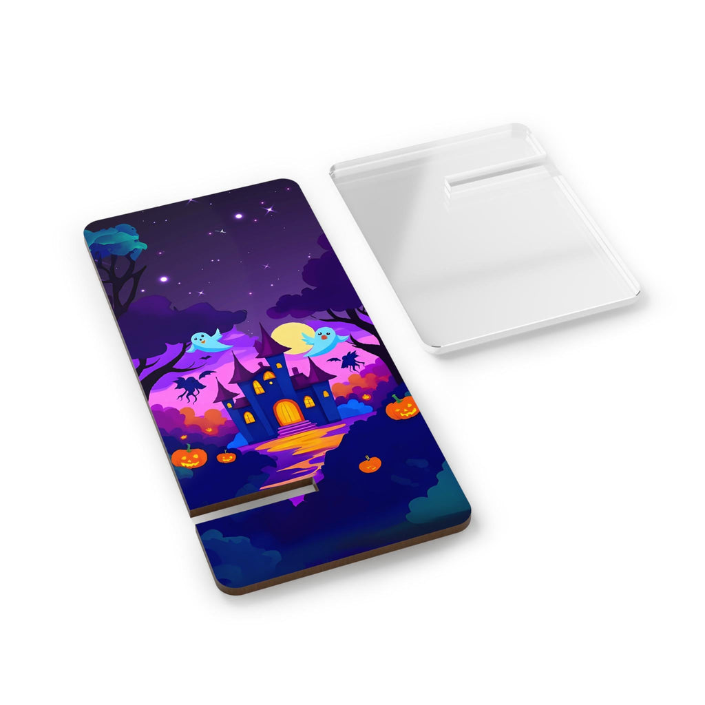 Haunted Castle Phone Stand: Halloween Ghost & Pumpkin Desk Decor