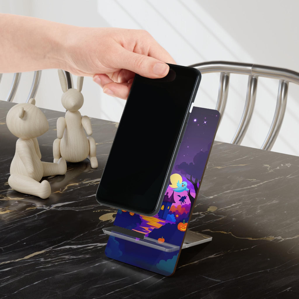 Haunted Castle Phone Stand: Halloween Ghost & Pumpkin Desk Decor