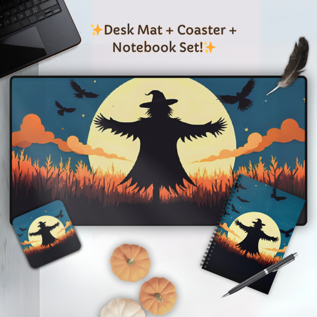 Coaster Set, Halloween Scarecrow Nightfall