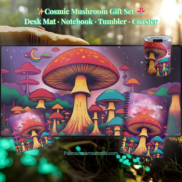 Coaster Set - Galactic Thoughts - Cosmic Mushroom